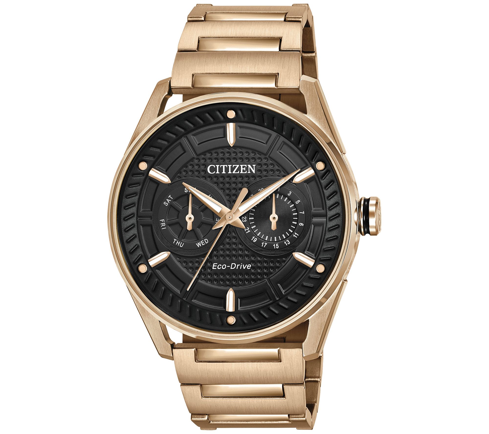 Citizen Eco-Drive Mens Rosetone Stainless Brac elet Watch