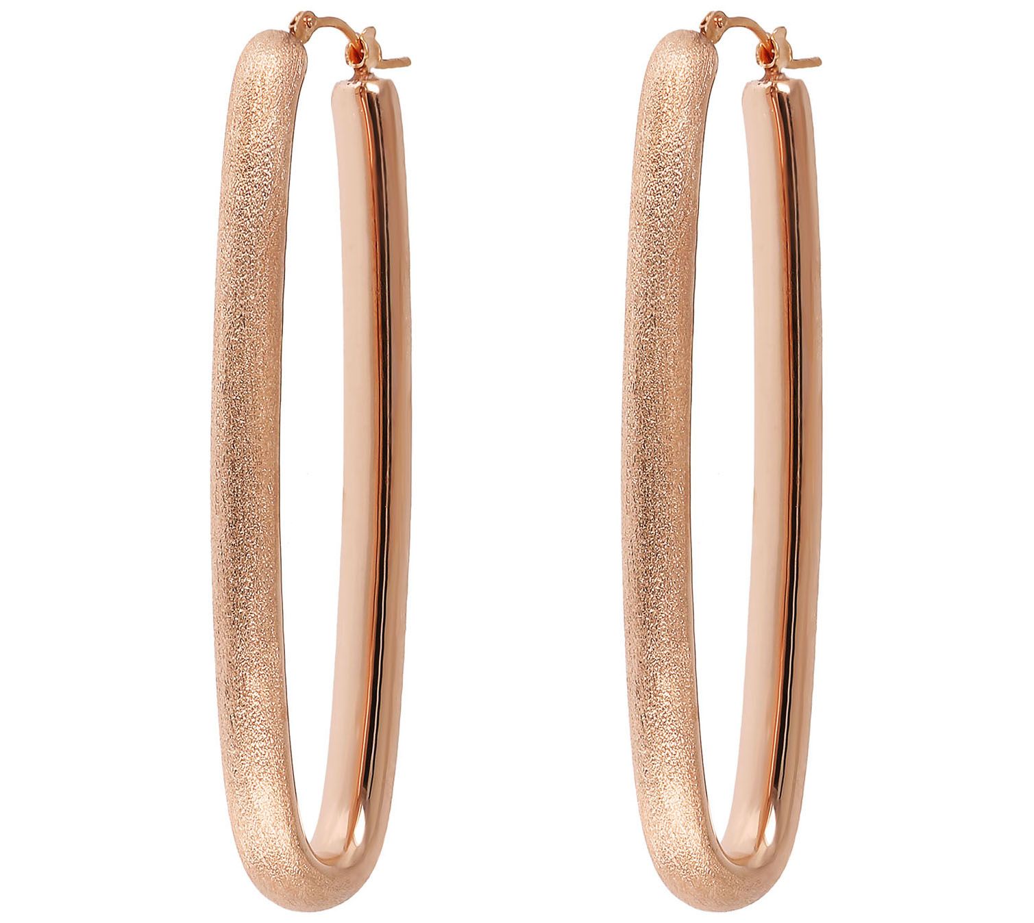 Oro Nuovo 2-1/2 Elongated Hoop Earrings, 14K G old Over Resin