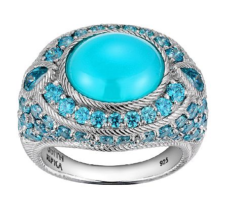 Judith Ripka Sterling Blue Chalcedony & Diamoni que Ring