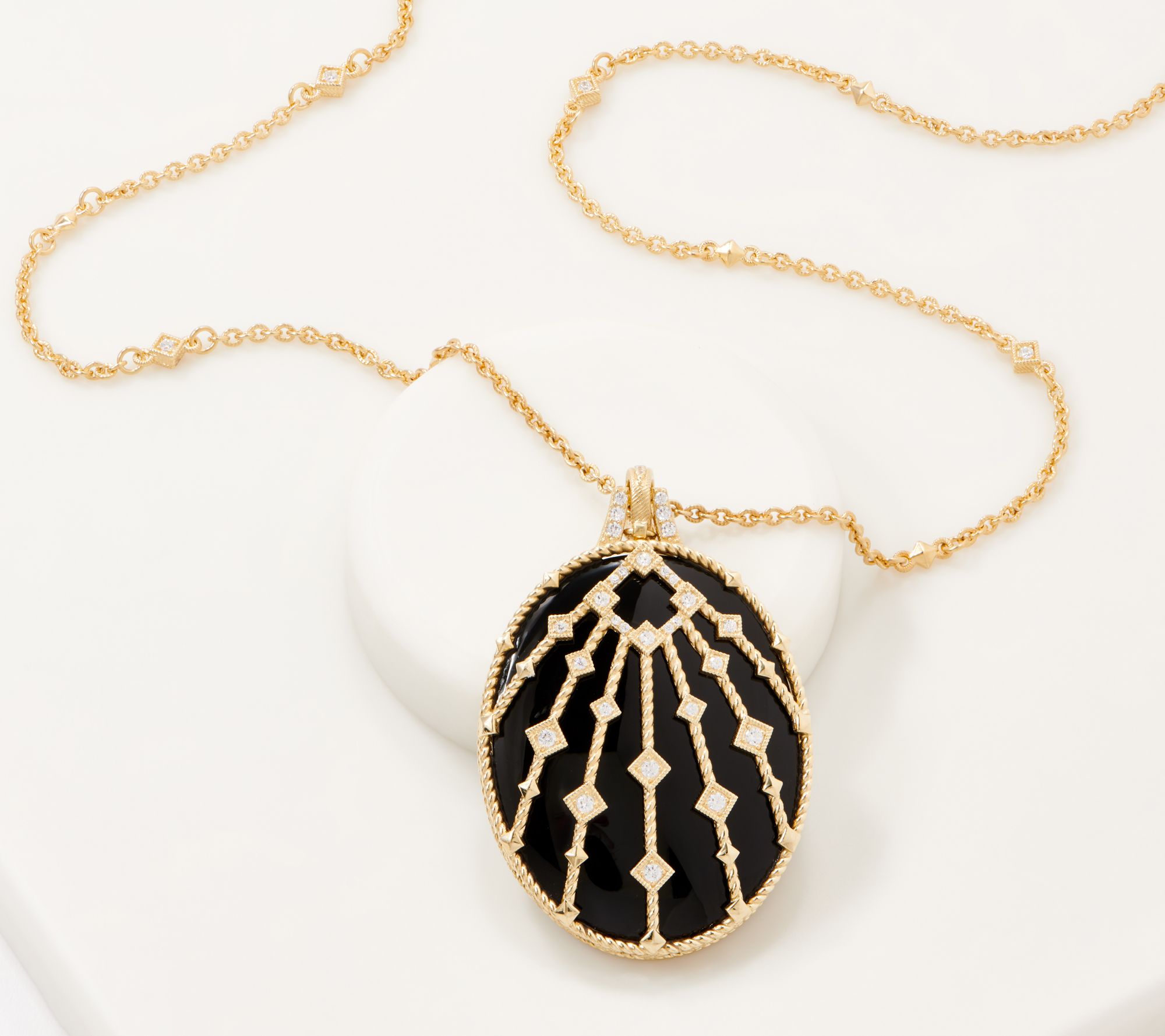 Judith Ripka 14K Gold Clad Onyx & Diamonique 36 Necklace