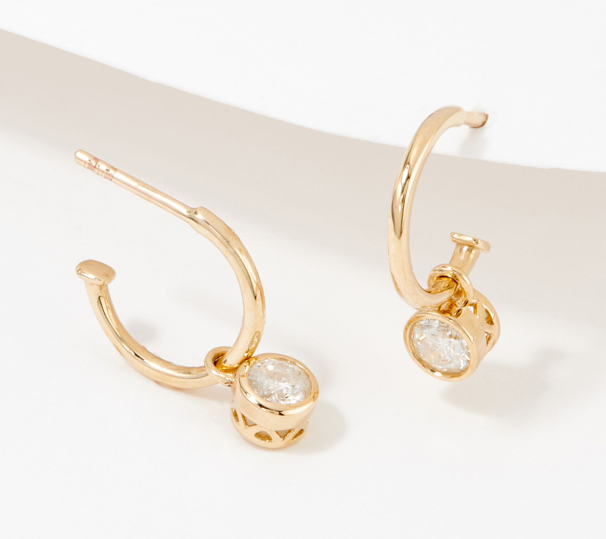 Affinity Diamonds Bezel Set Hoops, 14K Gold, 0.50cttw