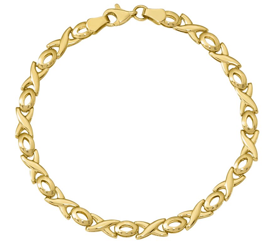 14K Gold XOXO 7" Bracelet, 3.3g —