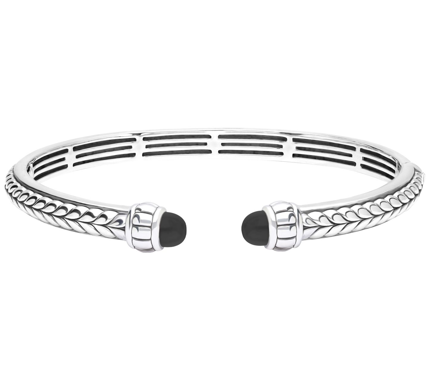 Tiffany Kay Studio Sterling Silver Herringbo ne Onyx Cuff