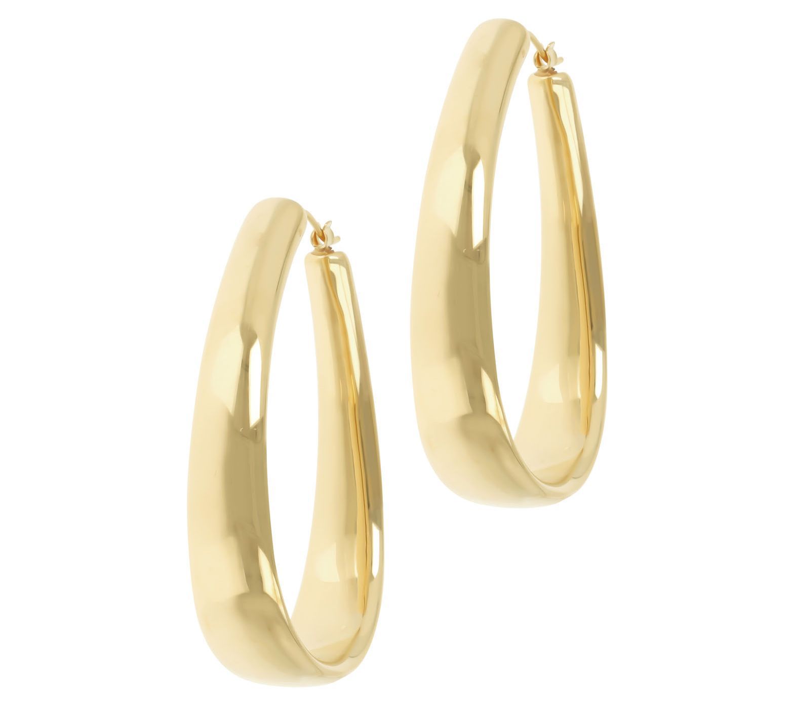Oro Nuovo Polished Oval Hoop Earrings, 14K Gold Over Resin