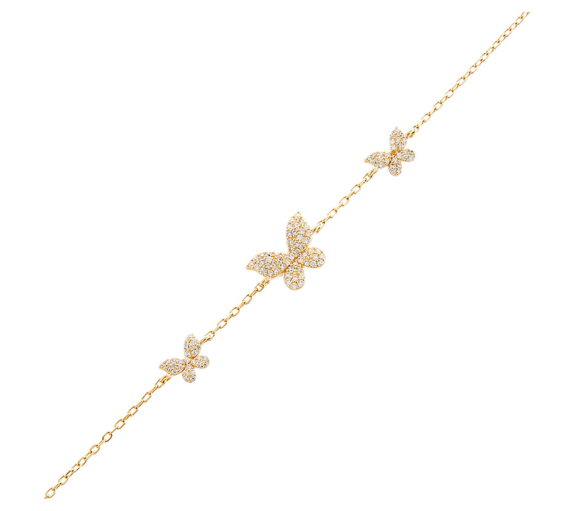 Adina Eden 14K Gold Plated Pave Butterfly Stati on Bracelet