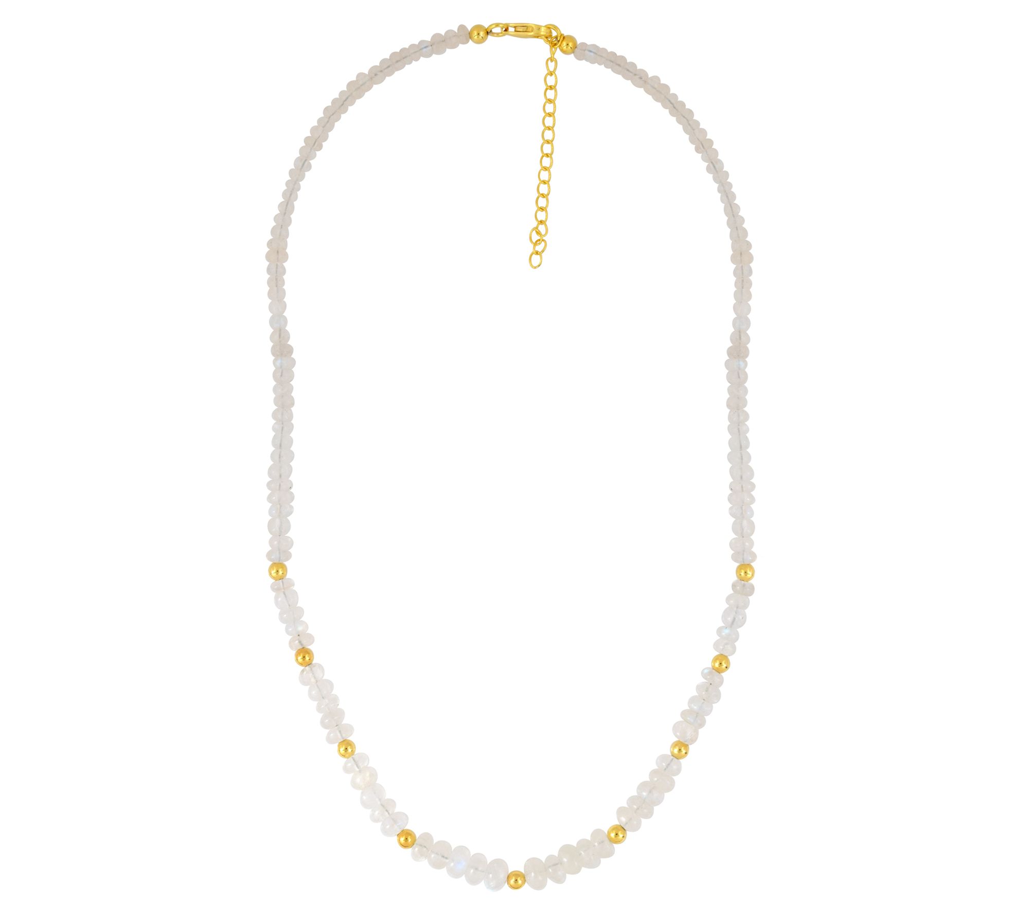 Sterling Silver Rainbow Moonstone Bead Necklace