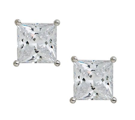 Epiphany Diamonique 4.00 ct tw Princess CutStud Earrings