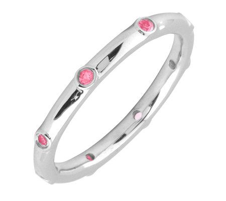 Simply Stacks Sterling Pink Tourmaline Multi-st one Stack Ring