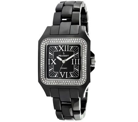 Peugeot Womens Swiss Ceramic Black Dial Watch