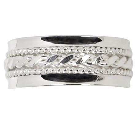 Sterling Twisted Design Silk Fit Band Ring-Unis ex