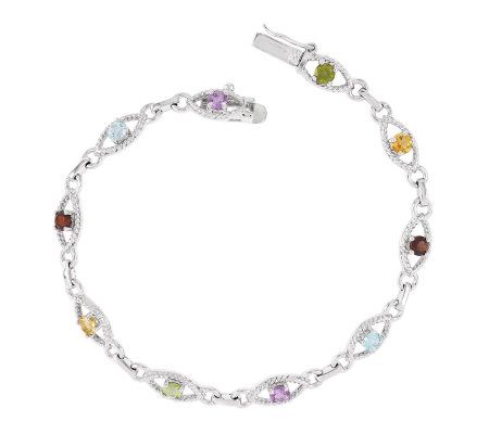 Sterling 7 2.50 cttw Multi-Gem Oval Link Brace let