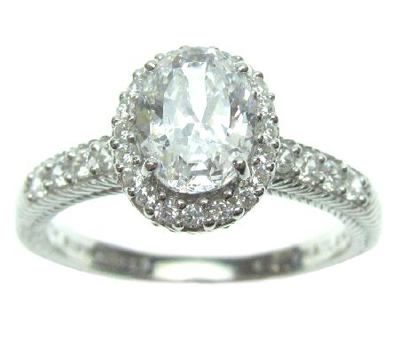 Judith Ripka Sterling 1.90 cttw Oval Diamonique Halo Ring