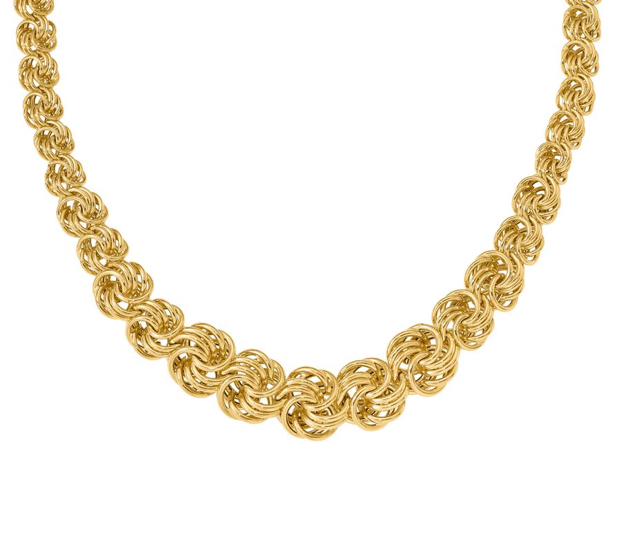 Italian Gold 16 Graduated Circle Link Necklace , 14K
