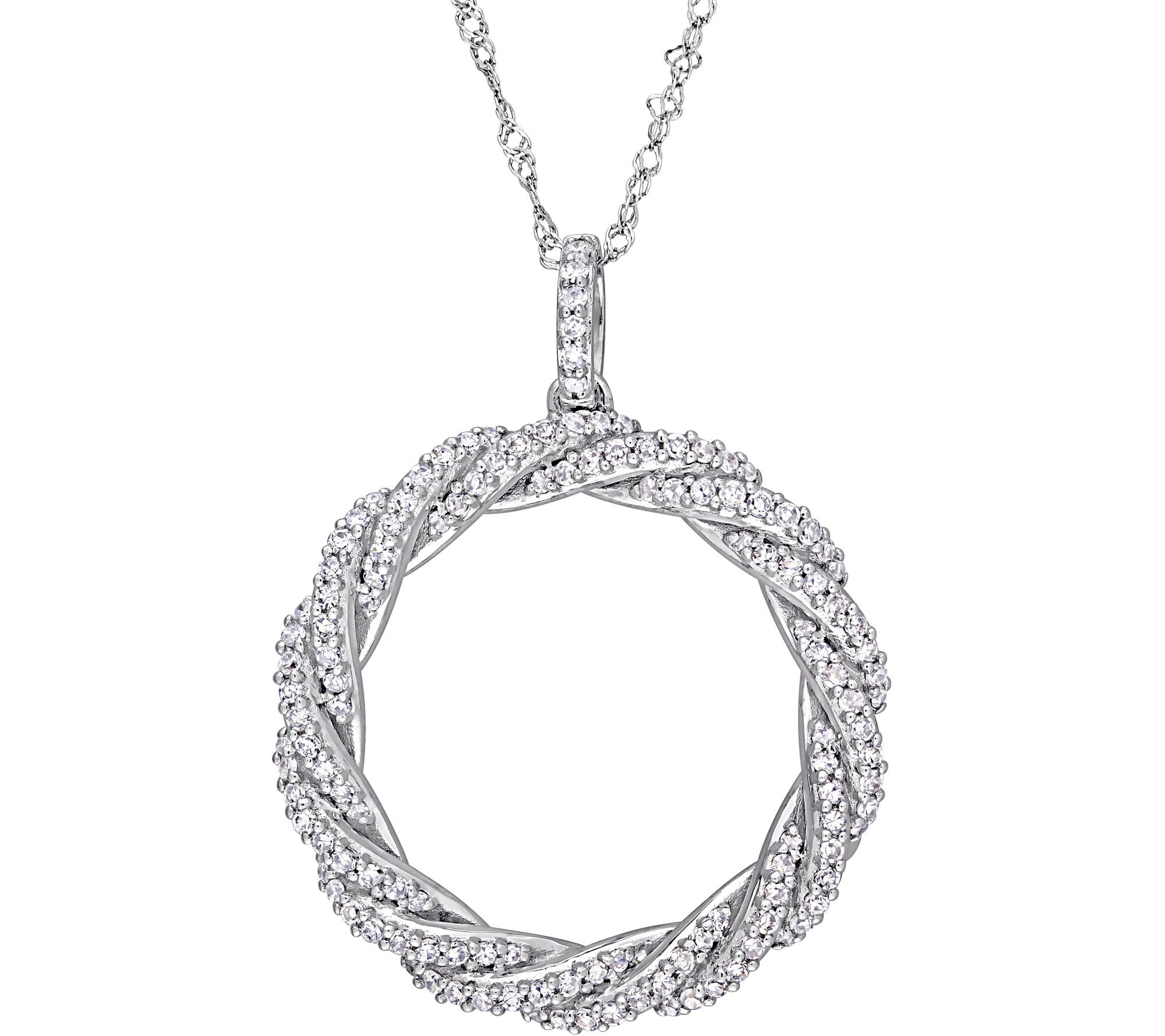 Affinity 14K 1/2 cttw Diamond Twist Circle Pendant w/ Chain