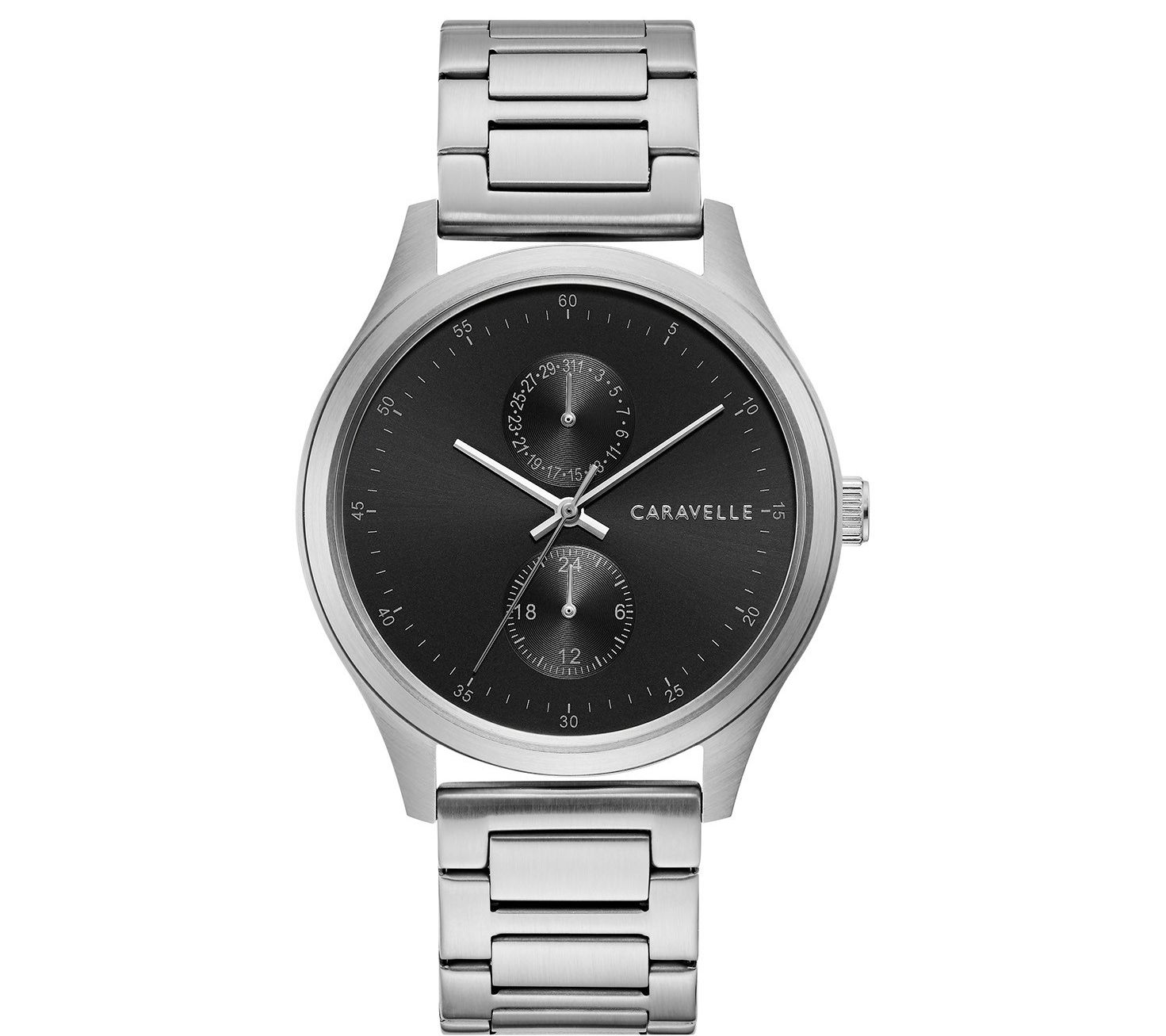 Caravelle by Bulova Mens Stainless Black Dia l Watch