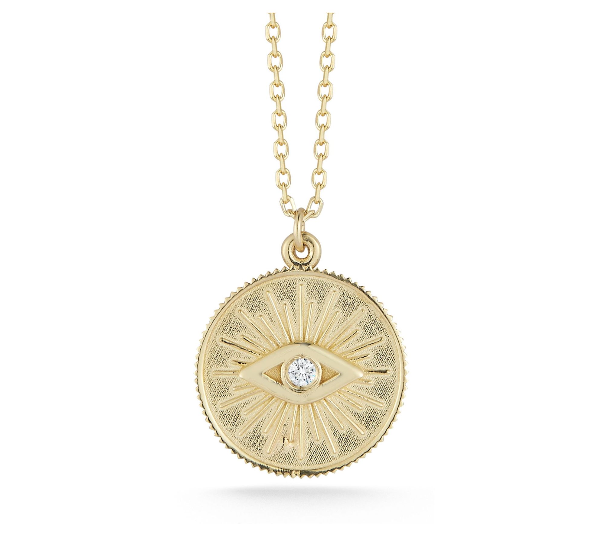 Luminosa Gold Diamond Evil-Eye Medallion Pendant w/ Chain, 14K