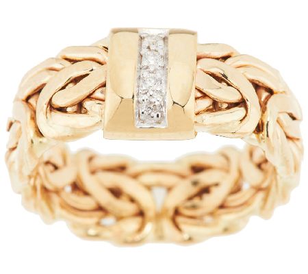 14K Gold Byzantine and Diamond Accent Band Ring