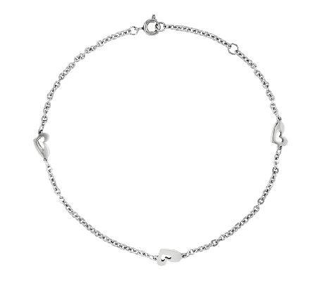 Steel by Design Polished Heart Station Ankle Br acelet