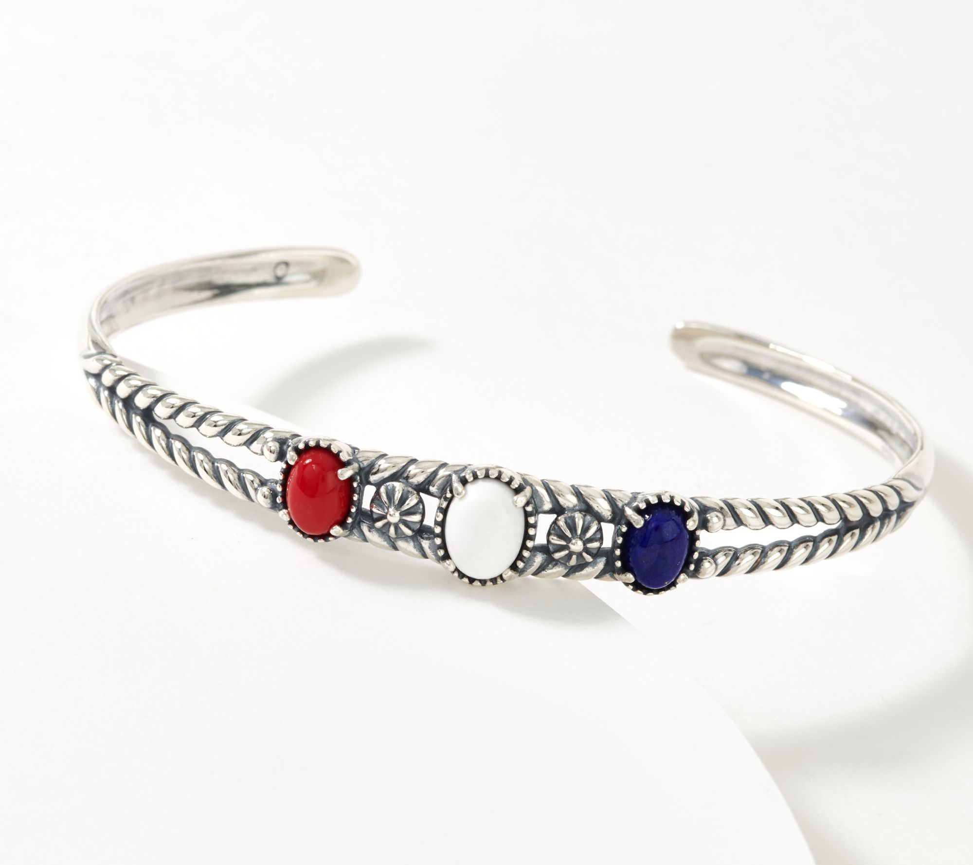 American West Sterling Silver Patriotic Gemstone Cuff