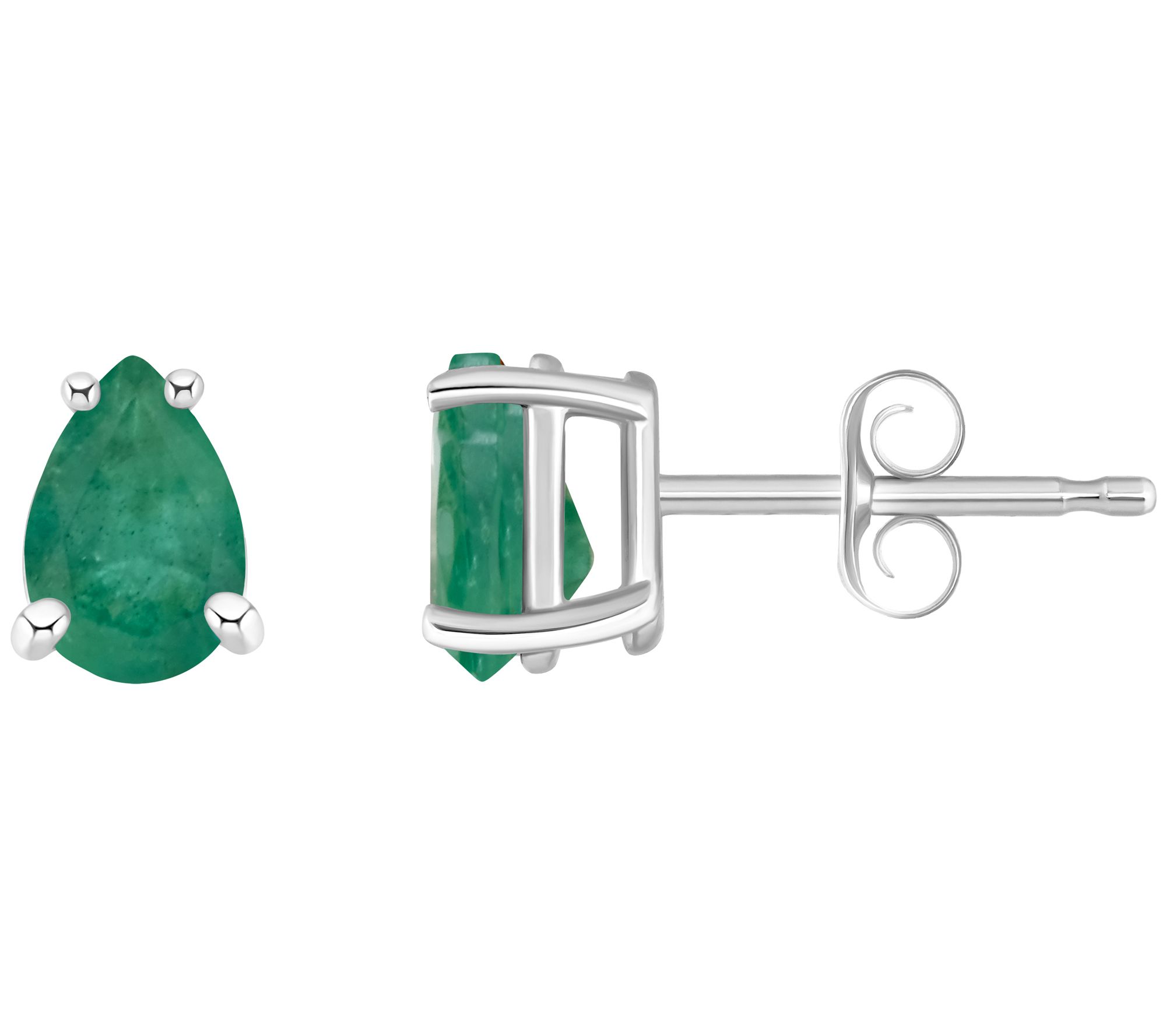 14K Gold Pear-Cut 0.80 cttw Emerald Stud Earrin  gs