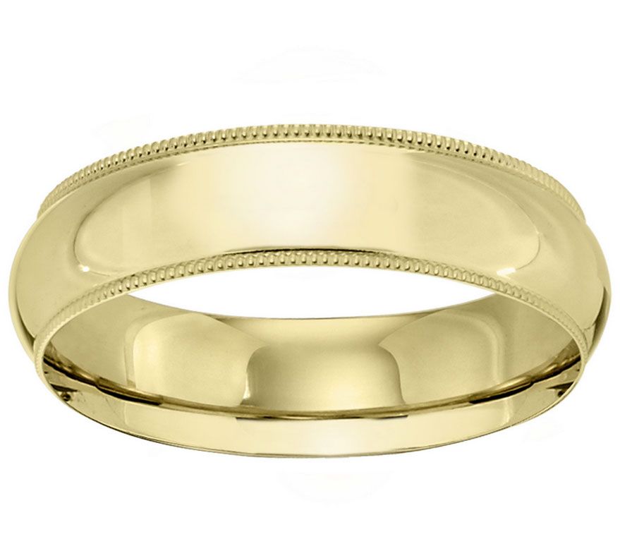 Women's 18K Yellow Gold 6mm Milgrain Wedding Ba nd