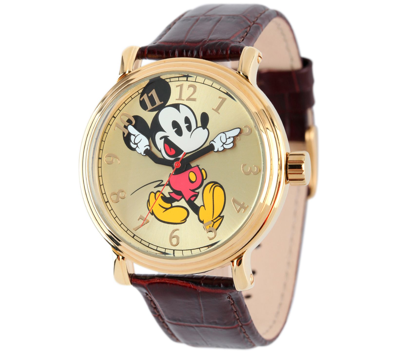 Disney Mickey Mouse Mens Shiny Goldtone Vintag e Watch