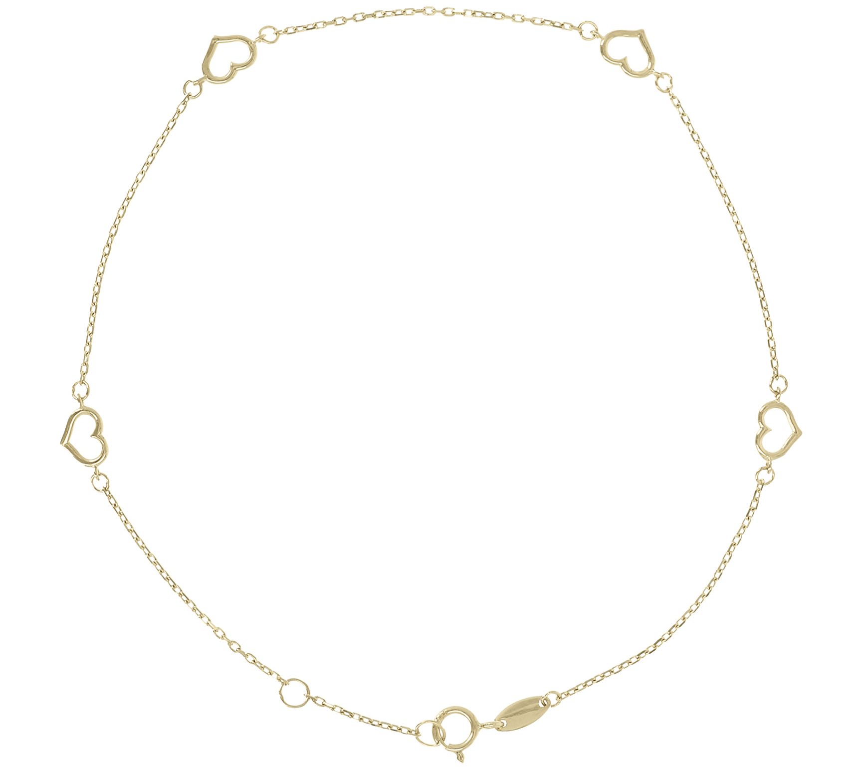 Italian Gold Open Heart Adjustable Ankle Bracel et, 14K