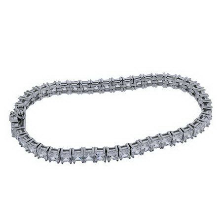 Diamonique Princess Cut Tennis Bracelet, Platin um Clad