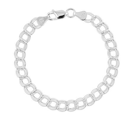 Sterling Double Link Solid 8 Charm Bracelet
