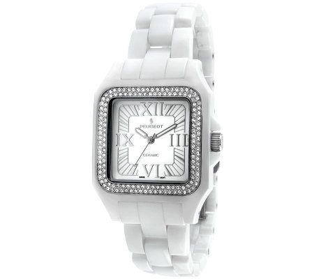 Peugeot Womens Swiss Ceramic Silvert one Bezel Watc