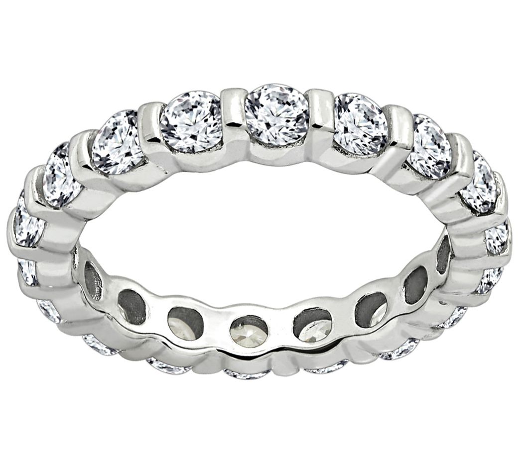 Diamonique 1.90 cttw Eternity Band Ring, Platin um Clad