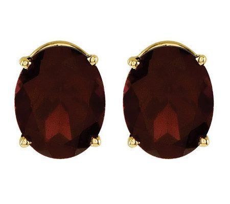 Oval Gemstone Stud Earrings, 14K Gold