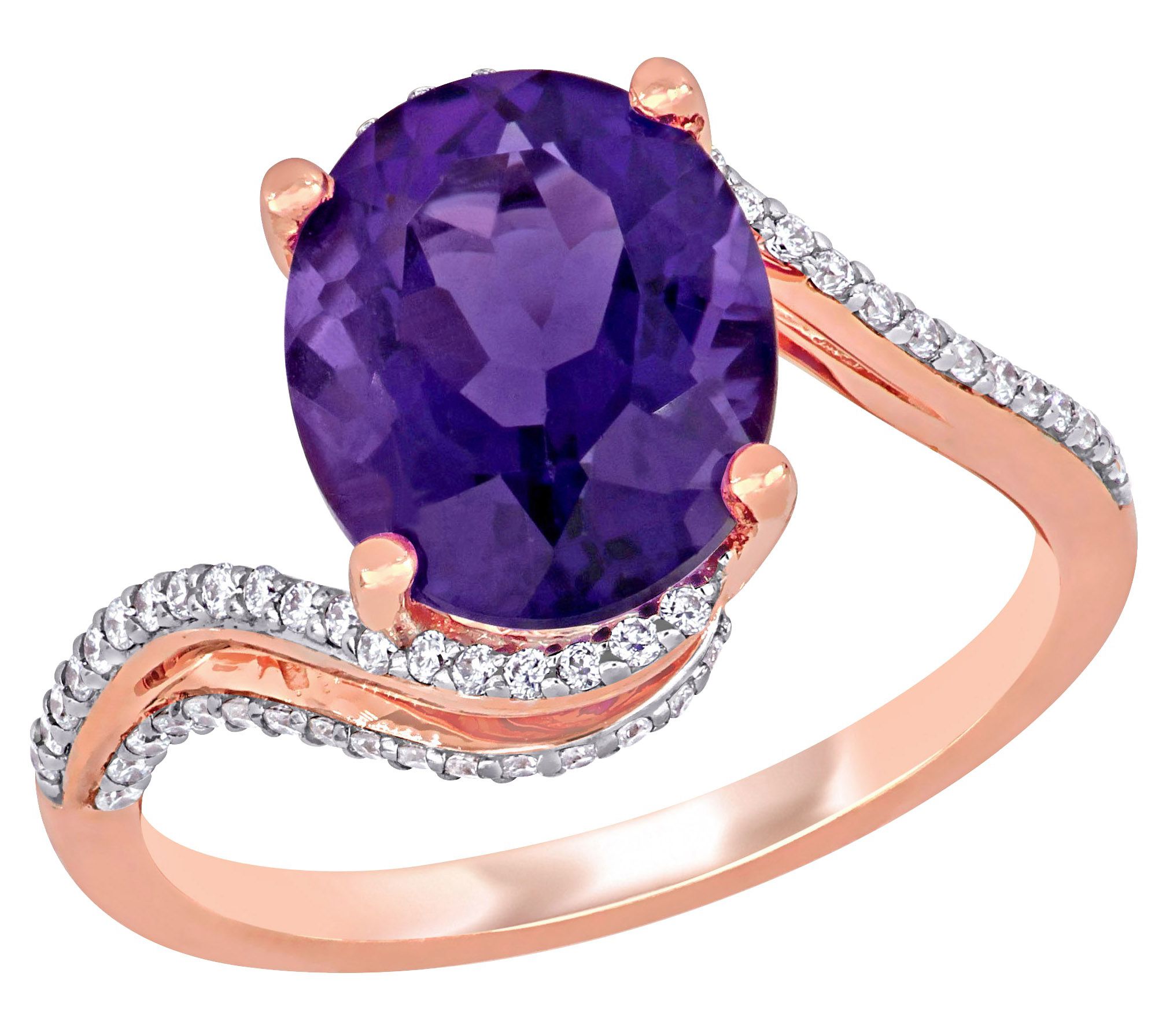 Bellini 3.00 cttw Amethyst & 0.35 cttw Diamo nd Ring, 14K
