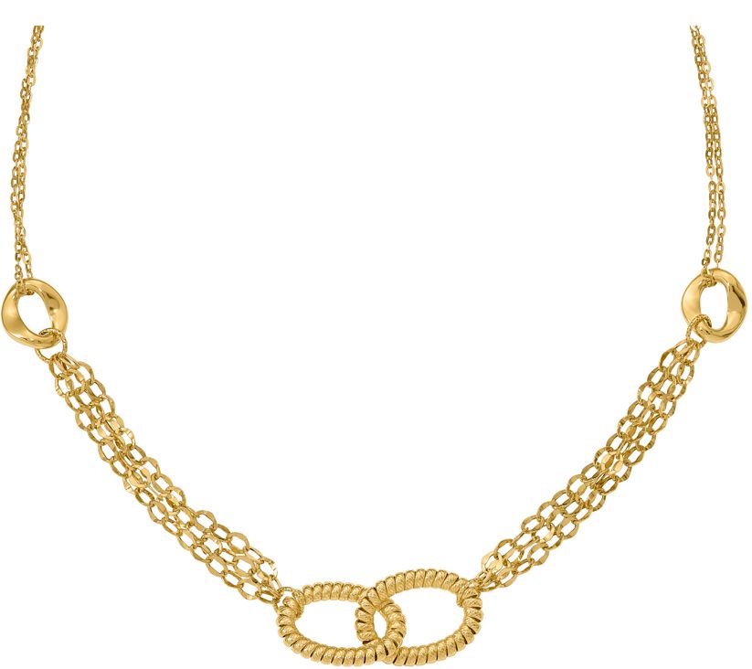 Italian Gold Oval Link Station Necklace, 14K