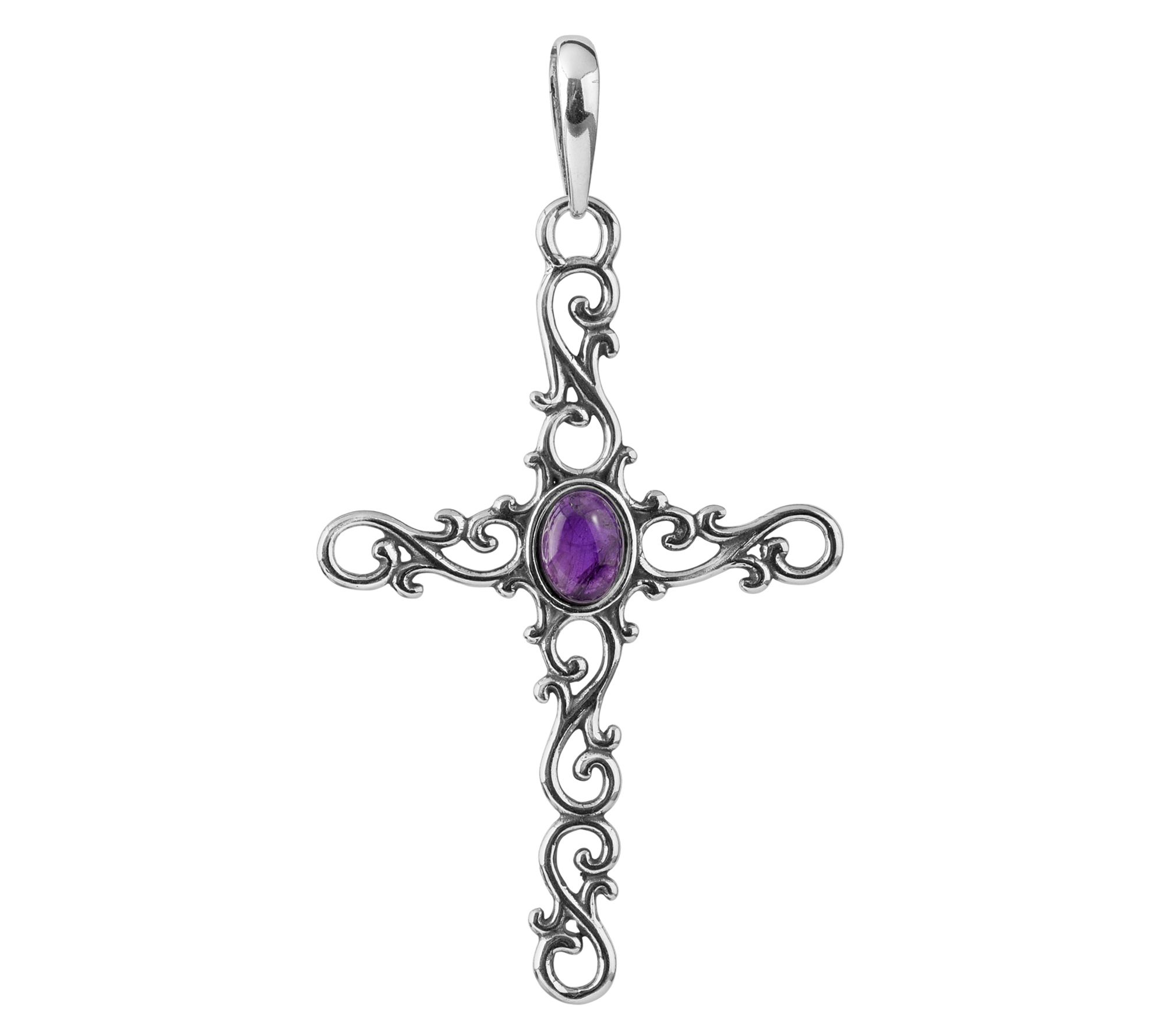 American West Sterling Silver Gemstone Cross Pe ndant