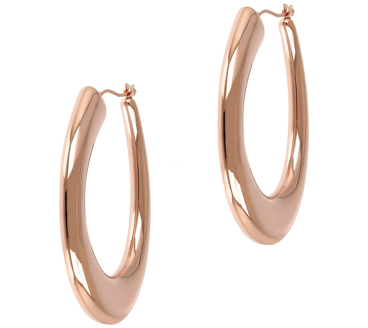 Oro Nuovo Elongated Oval Hoop Earrings, 14K Gol d Over Resin