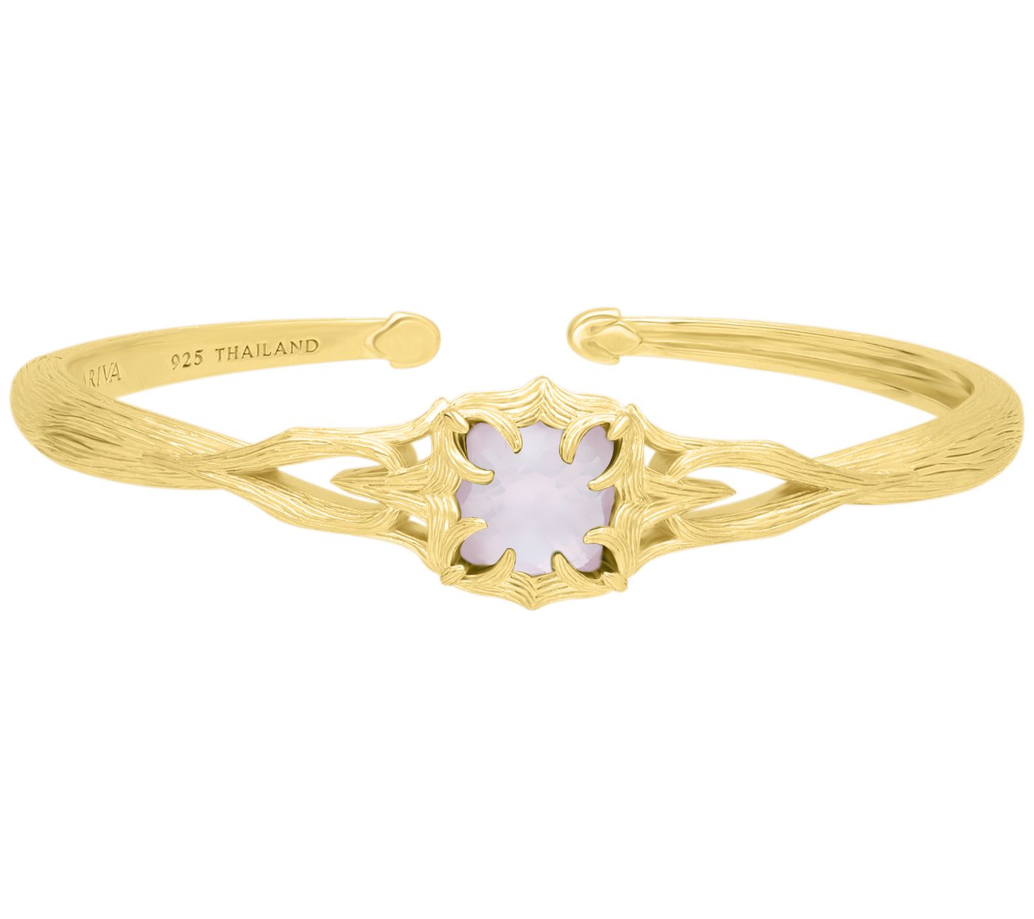 Ariva 18K Gold Clad Rose Quartz Vine Cuff