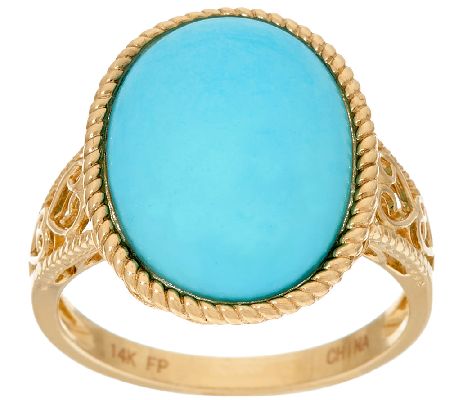 Sleeping Beauty Turquoise Textured Bold Ring, 14K Gold — QVC.com