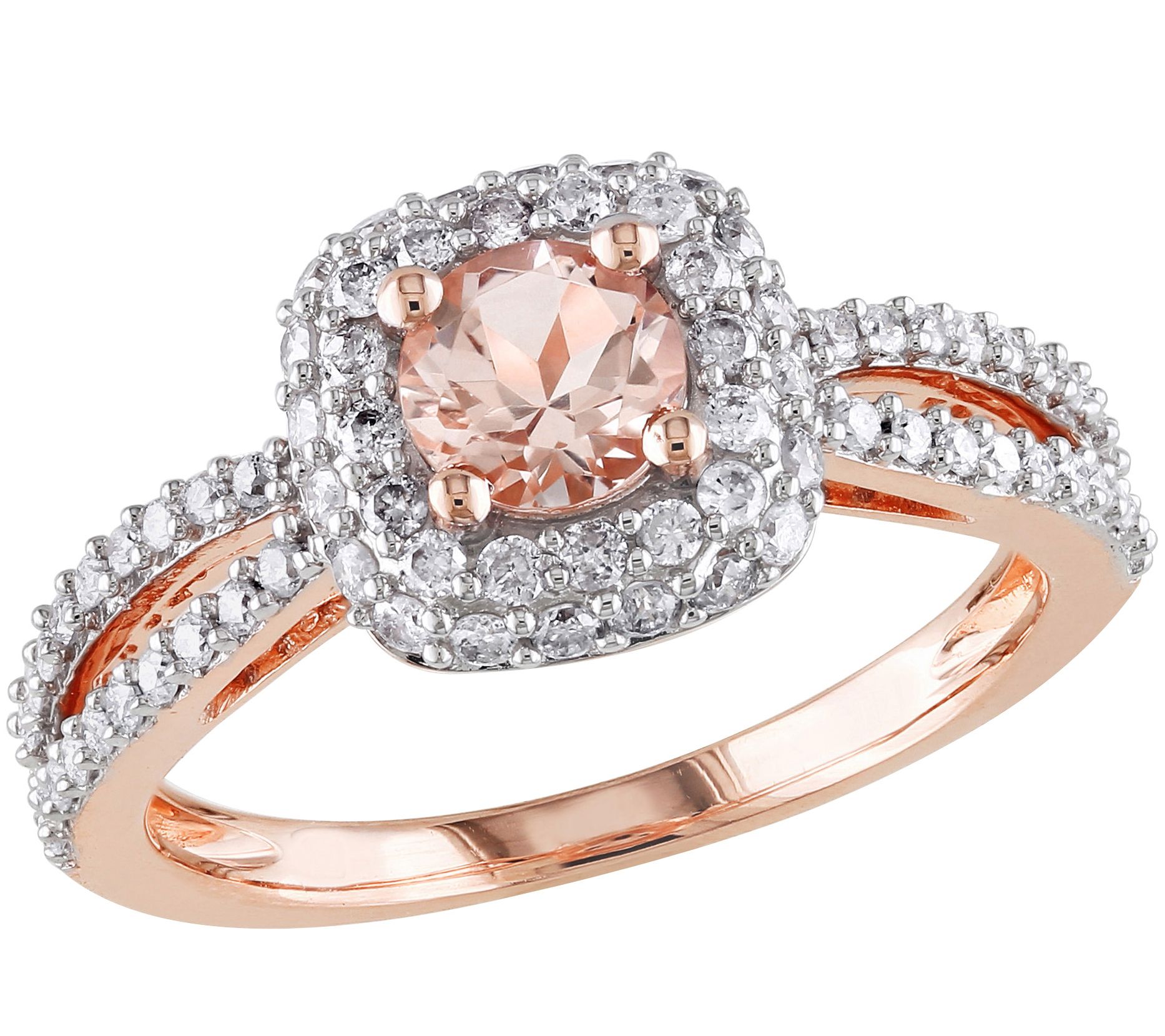 Bellini 1/2 cttw Morganite & Diamond Ring, 1 4K Rose Gold