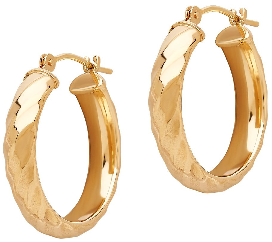 EternaGold Twisted Hoop Earrings, 14K Gold — QVC.com