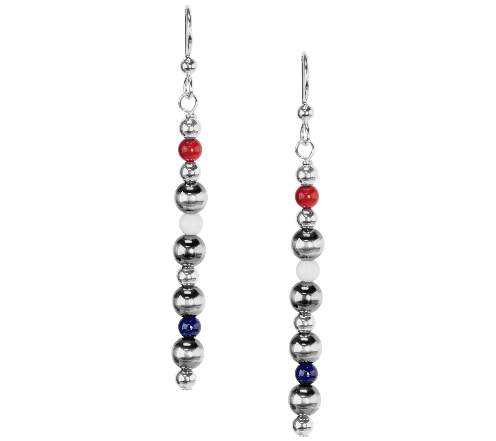 American West Sterling Gemstone Bead Lin ear Ea rrings