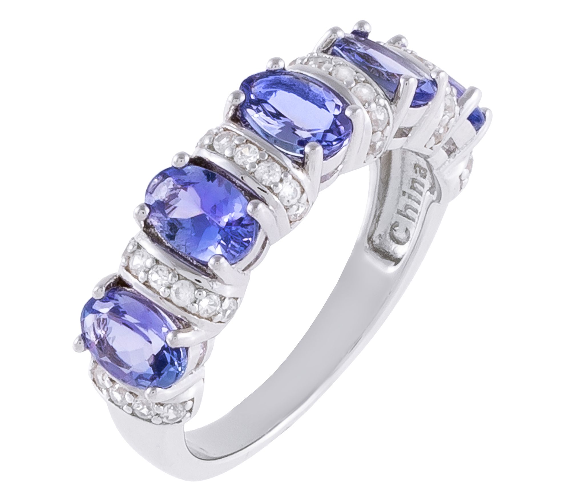 Sterling Silver 2.45 cttw Tanzanite Five-St one Ring