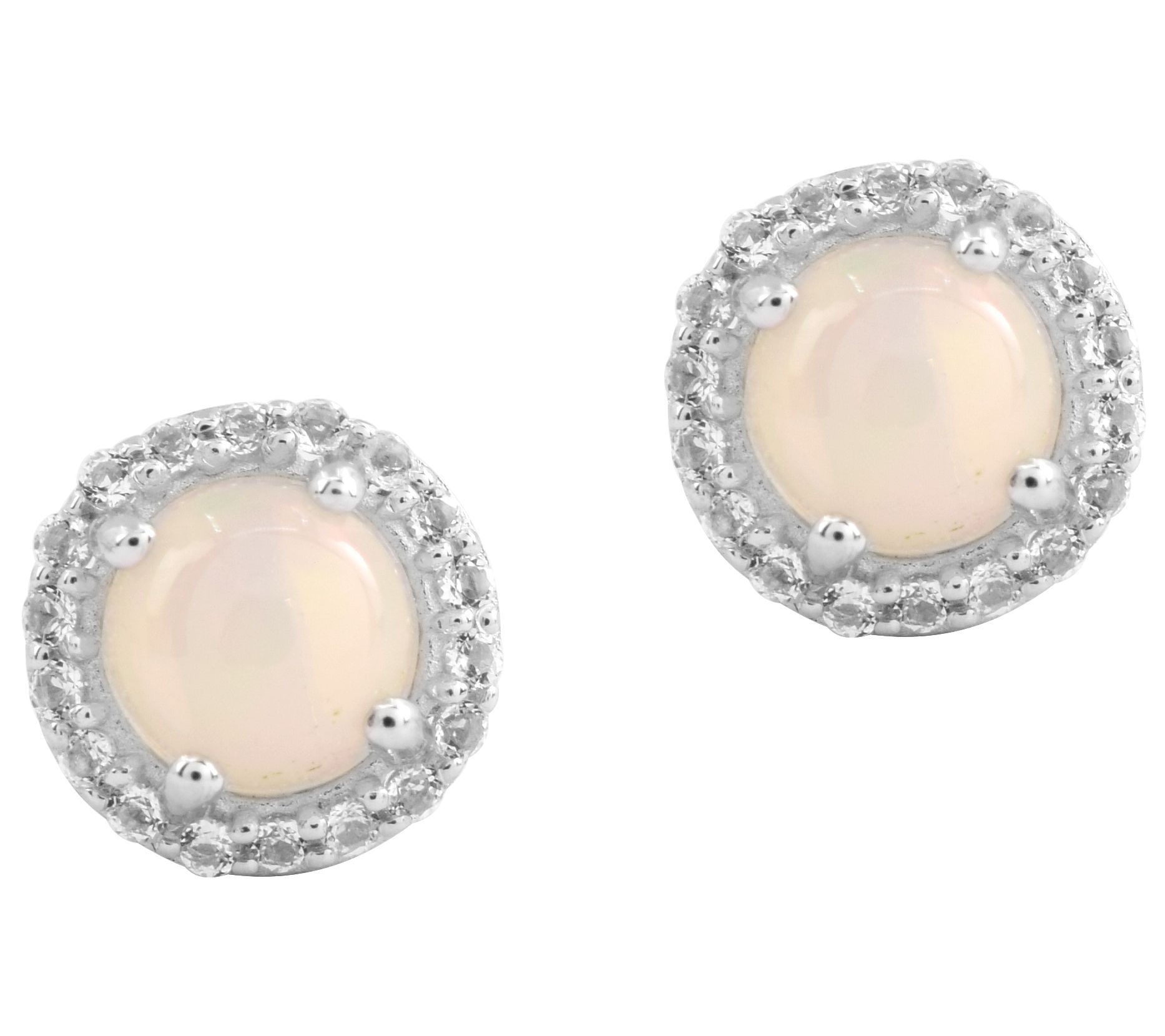Affinity Gems Opal & White Topaz Earrings, Ster ing Silver