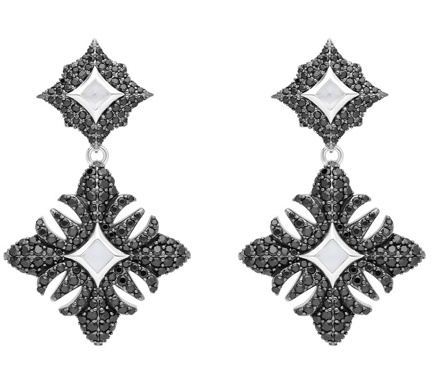Margo Manhattan Sterling Silver Black Spinel Ch antal Earrings