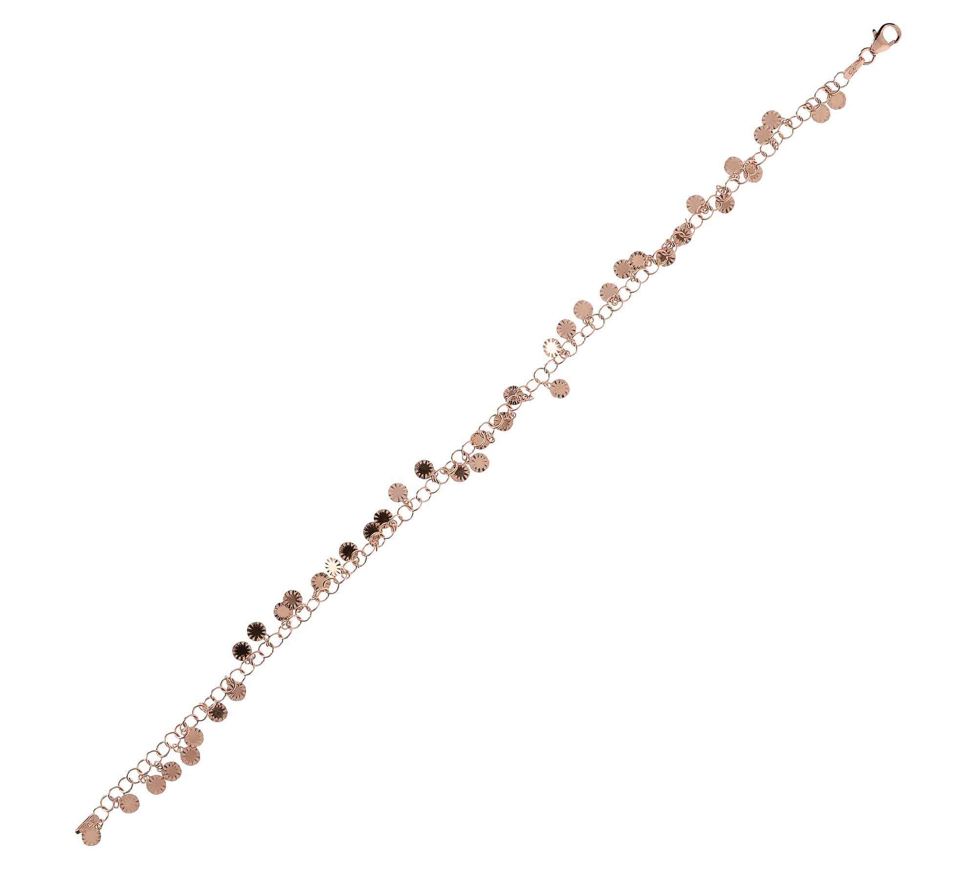 Italian Silver 9 Diamond Cut Disc Ankle Bracel et