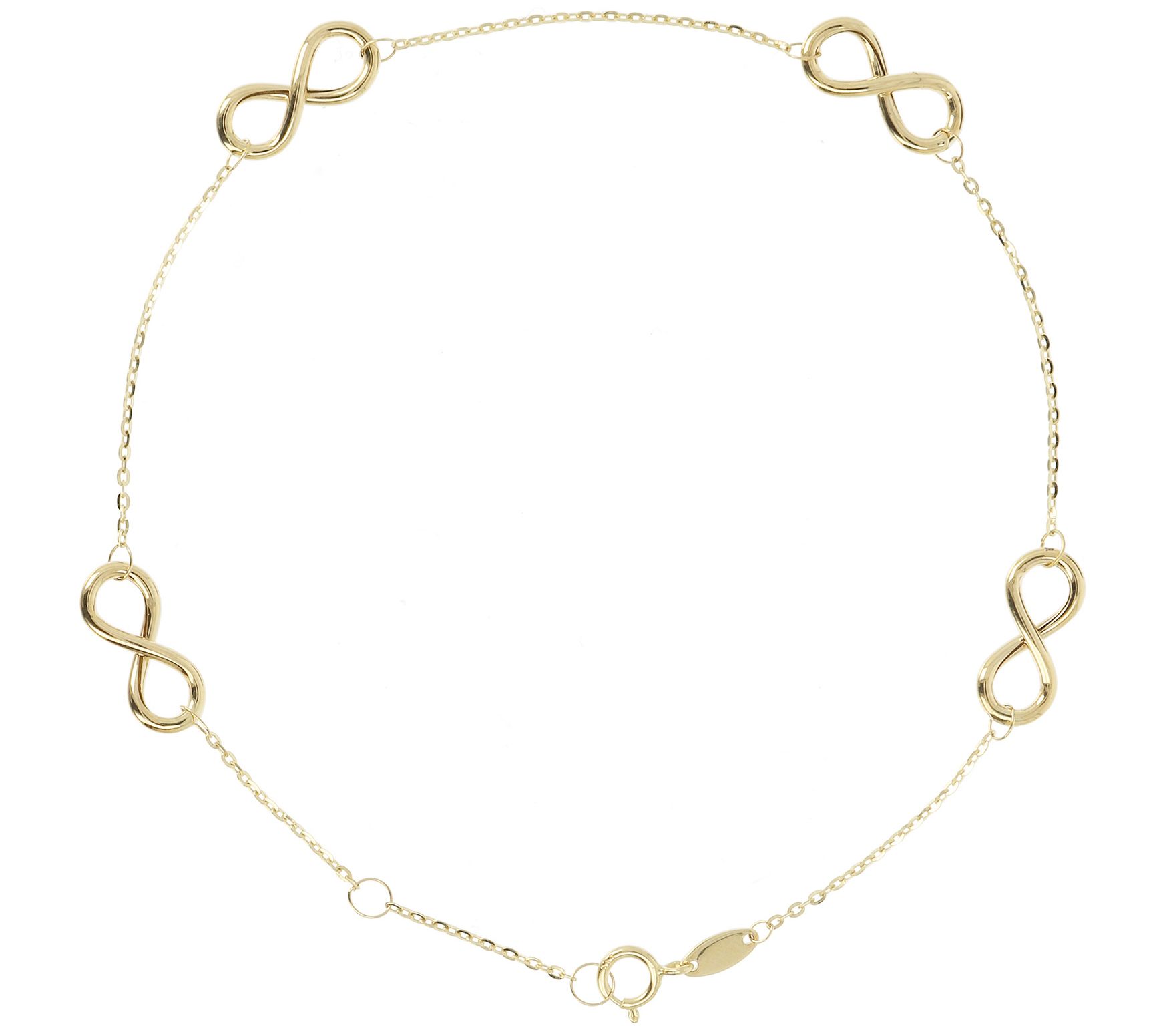 Italian Gold Polished Infinity Adjustable Ankl e Bracelet, 14K