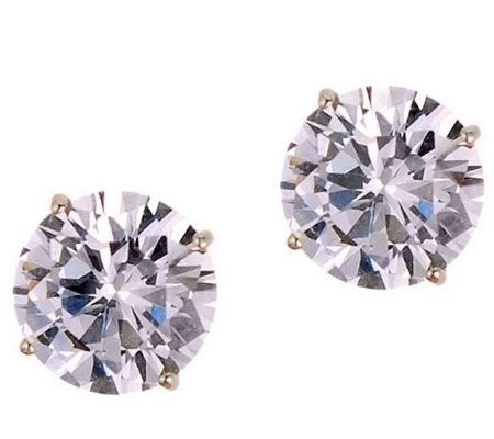 Diamonique 3.00 ct tw 100-Facet Stud Earrings,1 4K Gold