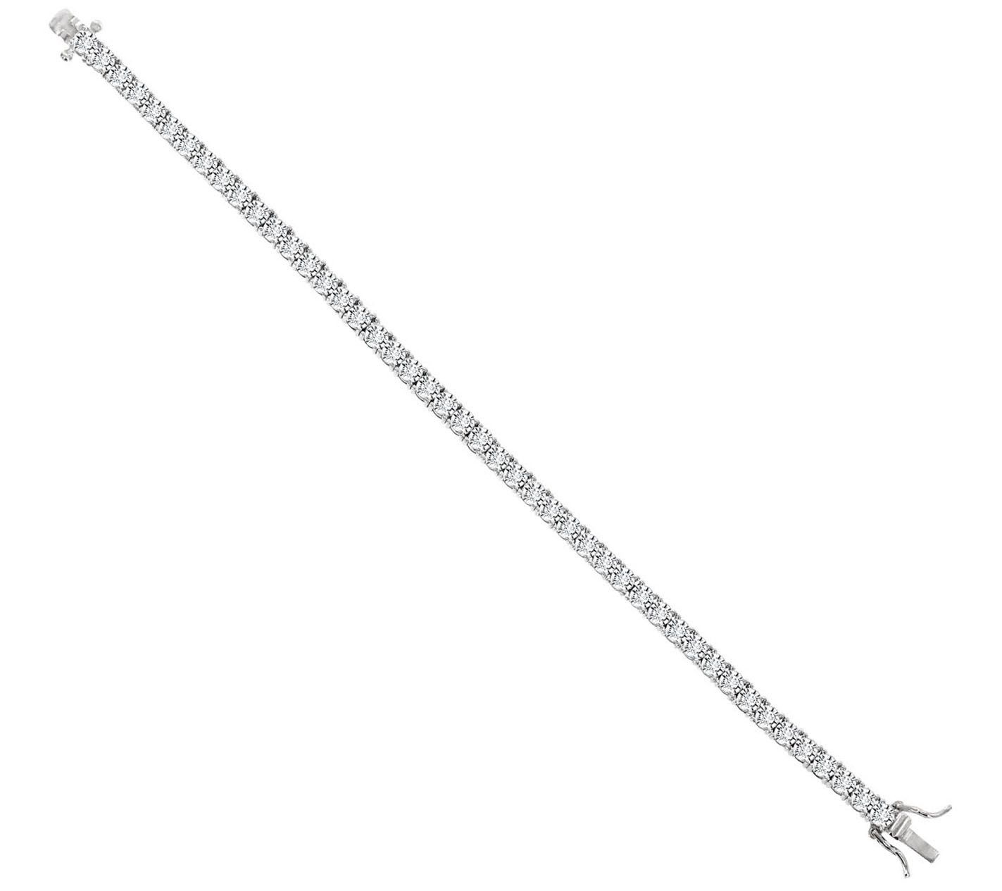Diamonique Round Prong Set Tennis Bracelet, Pla tinum Clad