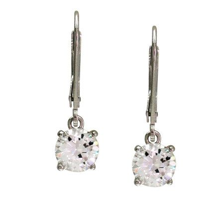 Diamonique 2.00 cttw Round Lever Back Earrings, Platinum Clad