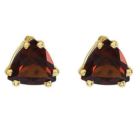 Trillion-Cut Gemstone Stud Earrings, 14K Gold